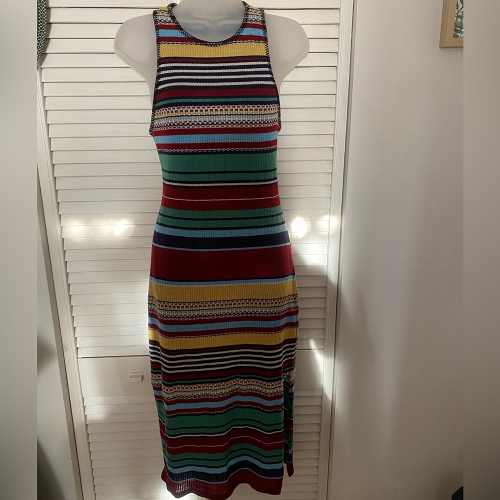 Garage Multicolor Striped Midi Dress